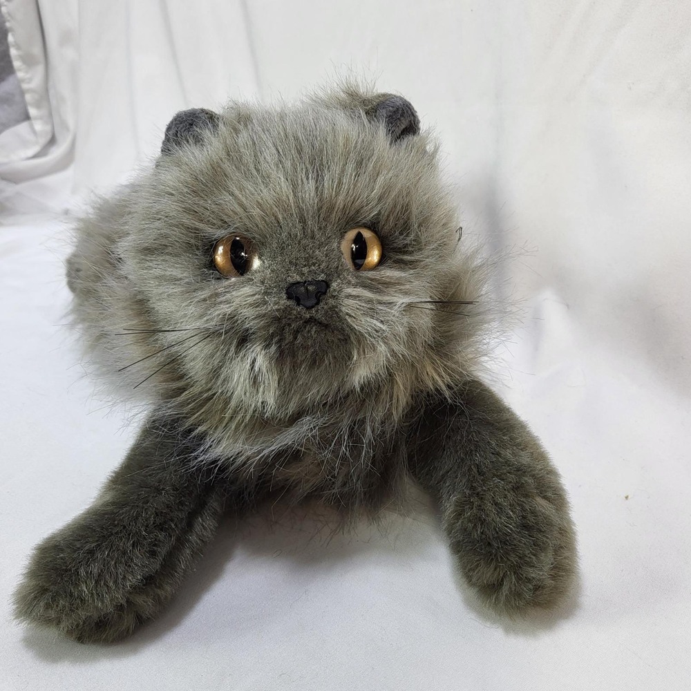 1999 Ty Classic Smokey Persian Cat Plush Toy Gray Realistic Kitty Stuffed Animal